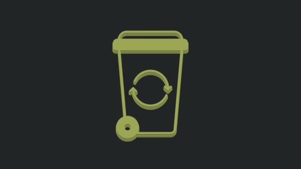 Groene Prullenbak Met Recycle Symbool Pictogram Geïsoleerd Zwarte Achtergrond Prullenbak — Stockvideo