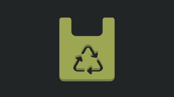 Zielona Księga Torba Zakupy Ikoną Recyklingu Izolowane Czarnym Tle Torba — Wideo stockowe