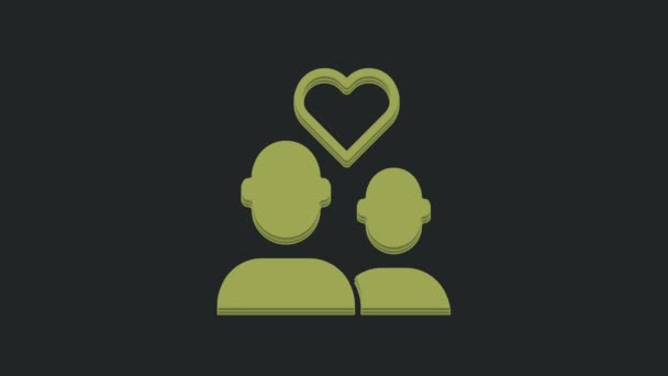 Green Lover Couple Icon Isolated Black Background Happy Valentines Day — Stock Video
