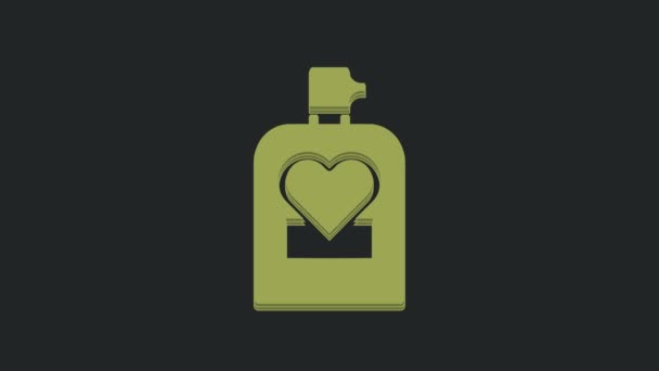 Zielona Ikona Perfum Odizolowana Czarnym Tle Marca Międzynarodowy Dzień Szczęśliwych — Wideo stockowe
