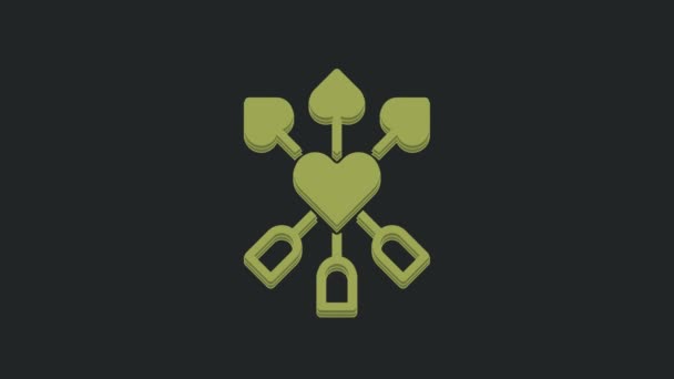 Green Amour Símbolo Con Corazón Flecha Icono Aislado Sobre Fondo — Vídeos de Stock