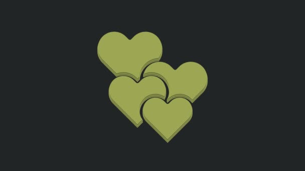 Zöld Szív Ikon Elszigetelt Fekete Háttérrel Romantikus Szimbólum Kapcsolódik Csatlakozzon — Stock videók