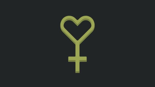 Зеленый Женский Гендерный Символ Выделен Черном Фоне Символ Венеры Символ — стоковое видео