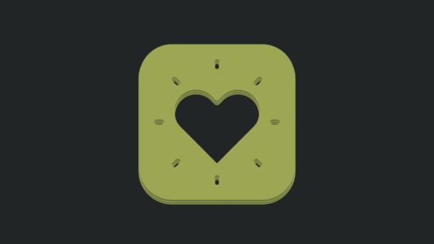 绿色心脏图标隔离在黑色背景 浪漫的象征连在一起 连在一起 激情和婚礼 情人节快乐 4K视频运动图形动画 — 图库视频影像