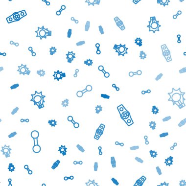 Çizgiyi Dumbbell, boks kemeri ve boks eldivenlerini kusursuz bir şekilde ayarla. Vektör