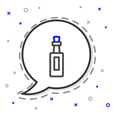 Beyaz arka planda izole edilmiş zeytin yağı ikonu çizgisi. Zeytinyağı ikonlu sürahi. Renkli taslak konsepti. Vektör