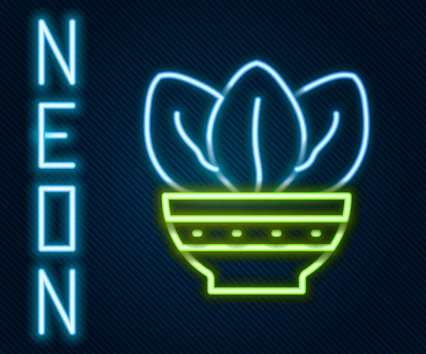 Žhnoucí Neonová Čára Rostlina Hrnci Ikony Izolované Černém Pozadí Rostlina — Stockový vektor