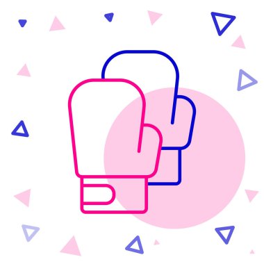 Beyaz arkaplanda çizgi boks eldiveni simgesi izole edildi. Renkli taslak konsepti. Vektör