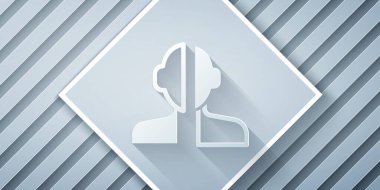 Kağıt kesiği Bipolar Bozukluğu simgesi gri arka planda izole edildi. Kağıt sanatı tarzı. Vektör