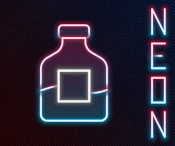 Leuchtende Neon Linie Glasflasche Mit Wodka Symbol Isoliert Auf Schwarzem — Stockvektor