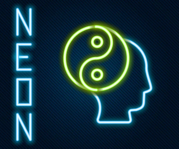 Ragyogó Neon Vonal Yin Yang Szimbólum Harmónia Egyensúly Ikon Elszigetelt — Stock Vector