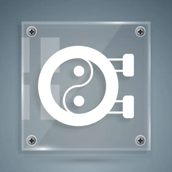 Bianco Yin Yang Simbolo Armonia Equilibrio Icona Isolata Sfondo Grigio — Vettoriale Stock