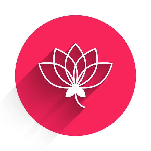 Icône Fleur Lotus Blanche Isolée Avec Fond Ombre Long Bouton — Image vectorielle