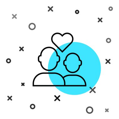 Siyah çizgi aşığı ikonu beyaz arka planda izole edilmiş. Sevgililer günün kutlu olsun. Rastgele dinamik şekiller. Vektör