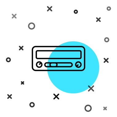 Siyah çizgi araba ses simgesi beyaz arkaplanda izole edildi. Radyo arabasının ses simgesiyim. Rastgele dinamik şekiller. Vektör