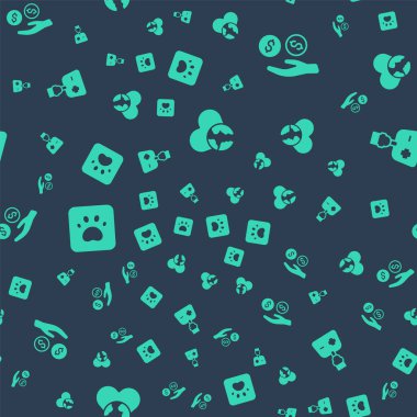 Kalp dünyasını ayarla - sevgi, bağış ve yardım, pençe izi ve erkek doktor kusursuz bir düzen içinde. Vektör