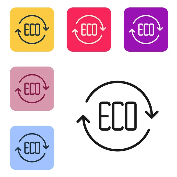 Svart Linje Leaf Eco Symbol Ikon Isolerad Vit Bakgrund Banner — Stock vektor