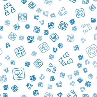 Kalp atış hızını, konuşma baloncuğu sohbetini ve hastane tabelasını kusursuz bir şekilde ayarla. Vektör