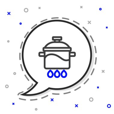 Çizgi Pişirme ikonu beyaz arkaplanda izole edildi. Haşlama ya da güveç besin sembolü. Renkli taslak konsepti. Vektör