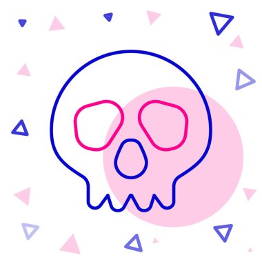 Kafatası çizgi simgesi beyaz arkaplanda izole edildi. Mutlu Cadılar Bayramı Partisi. Renkli taslak konsepti. Vektör