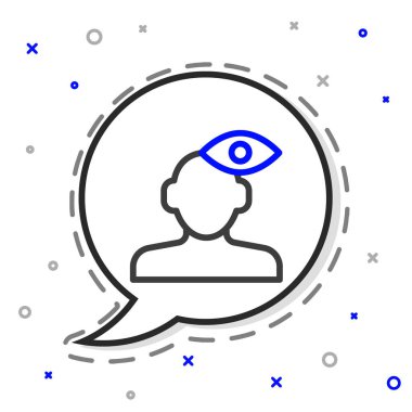 Psikoloji ikonundaki soruna çizgi çözümü beyaz arka planda izole edildi. Akıl sağlığı terapisi. Renkli taslak konsepti. Vektör