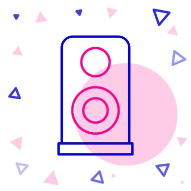 Hat Stereo hoparlörü simgesi beyaz arkaplanda izole edildi. Ses sistemi hoparlörleri. Müzik ikonu. Müzikal sütun hoparlörü. Renkli taslak konsepti. Vektör