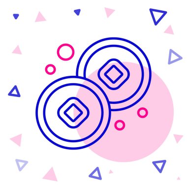 Çin Yuan çizgi para birimi simgesi beyaz arka planda izole. Bozuk para. Bankacılık işareti. Para sembolü. Renkli taslak konsepti. Vektör