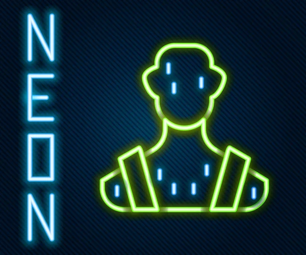 Ragyogó Neon Vonal Magas Emberi Testhőmérséklet Vagy Kap Láz Ikon — Stock Vector