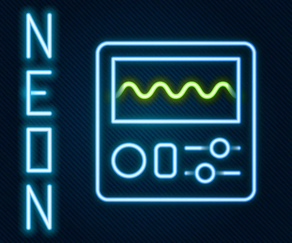Ragyogó Neon Vonal Dobgép Ikon Elszigetelt Fekete Háttérrel Zenei Felszerelés — Stock Vector