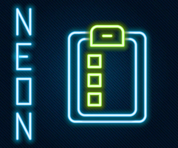 Glödande Neon Line Online Quiz Test Undersökning Eller Checklista Ikon — Stock vektor