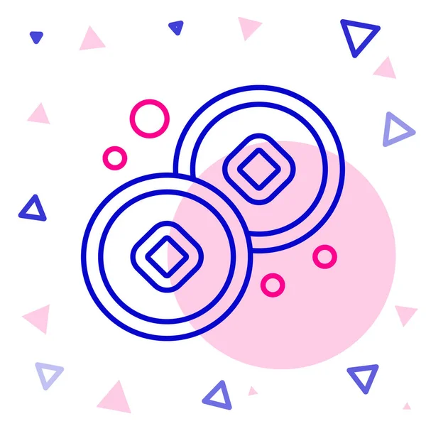 Çin Yuan çizgi para birimi simgesi beyaz arka planda izole. Bozuk para. Bankacılık işareti. Para sembolü. Renkli taslak konsepti. Vektör