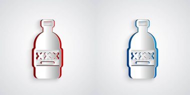 Paper cut Poisoned alcohol icon isolated on grey background. Paper art style. Vector