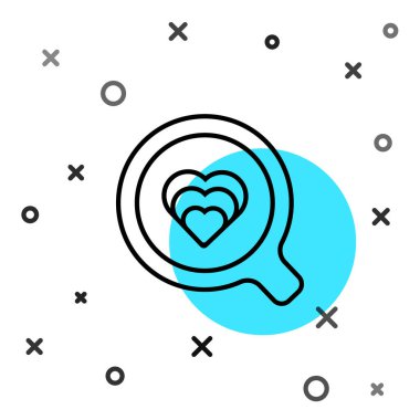 Siyah çizgi kahve fincanı simgesi beyaz arkaplanda izole edilmiş. Çay fincanı. Sıcak içecek kahvesi. Rastgele dinamik şekiller. Vektör