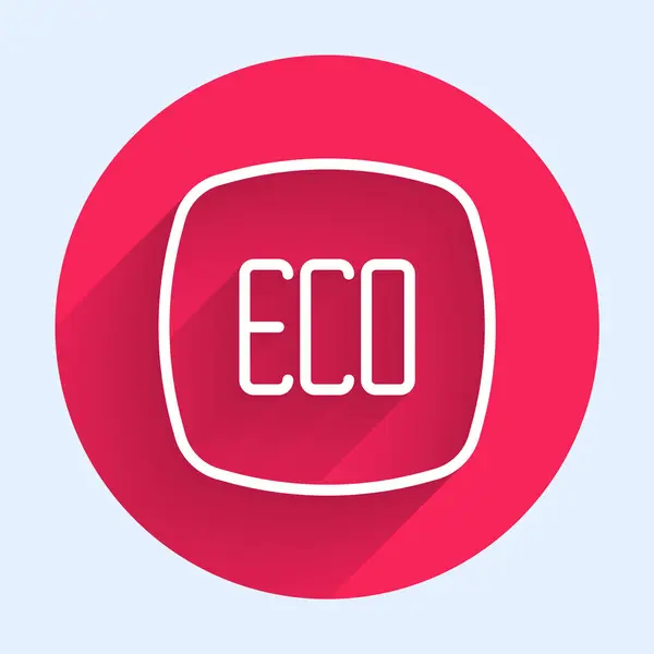 Vit Linje Leaf Eco Symbol Ikon Isolerad Med Lång Skugga — Stock vektor