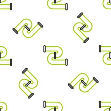 Çizgi Endüstrisi metalik boru ikonu beyaz arka planda izole edilmiş pürüzsüz desen. Tesisat boru hattının farklı şekillerde parçaları. Vektör İllüstrasyonu.