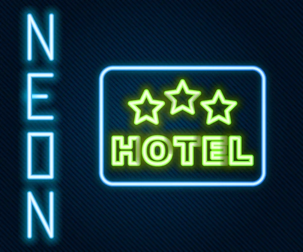 Linha Néon Brilhante Publicidade Livre Signboard Com Texto Ícone Hotel —  Vetores de Stock
