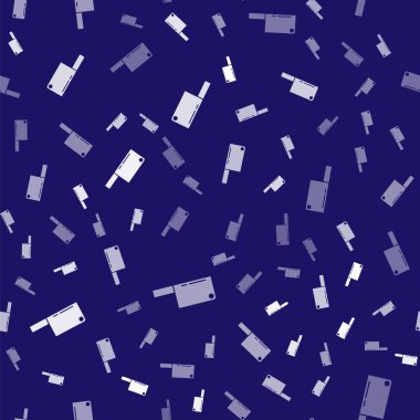 Beyaz Et Helikopteri simgesi mavi arka planda kusursuz desen izole etti. Et için mutfak bıçağı. Kasap bıçağı. Mutlu Cadılar Bayramı Partisi. Vektör.