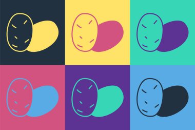 Pop Art Patates ikonu Pop Art 'ı izole etti. Vektör.