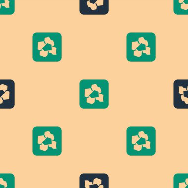 Yeşil ve siyah altın külçesi simgesi bej arka planda izole edilmiş pürüzsüz desen. Mineral kaya. Vektör