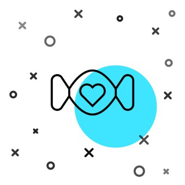 Black line Candy icon isolated on white background. Happy Valentines day. Random dynamic shapes. Vector