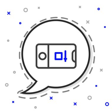 Line Mobile phone with record frame camera icon isolated on white background. Mobile app application. Photo and video shooting. Colorful outline concept. Vector