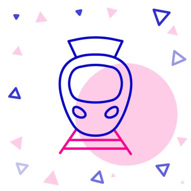 Tramvay ve demiryolu ikonu beyaz arka planda izole edildi. Toplu taşıma sembolü. Renkli taslak konsepti. Vektör