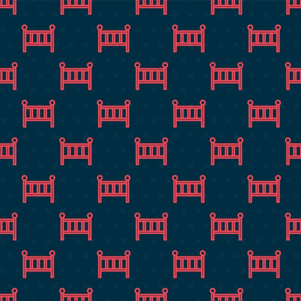 Красная Линия Детская Кроватка Кроватка Иконка Кровати Изолированы Плавный Узор — стоковый вектор