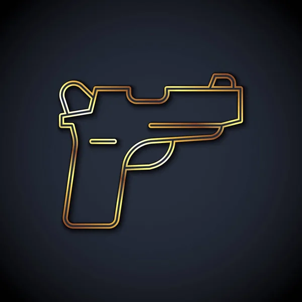 Pistola Linha Ouro Ícone Arma Isolado Fundo Preto Polícia Arma —  Vetores de Stock
