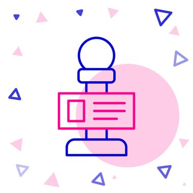 Beyaz arkaplanda hat mikrofon simgesi izole edildi. Radyodaki mikrofondan. Sözcü işareti. Renkli taslak konsepti. Vektör