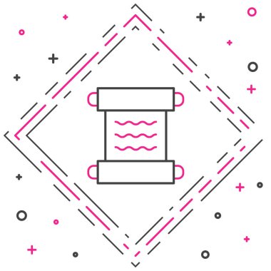 Beyaz arkaplanda izole edilmiş Antik papirüs kaydırma simgesi. Parşömen kağıdı. Eski Mısır sembolü. Renkli taslak konsepti. Vektör