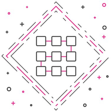 Beyaz arka planda NFT engelleme teknolojisi simgesi izole edildi. Para iadesi olmayan jeton. Dijital kripto sanat konsepti. Renkli taslak konsepti. Vektör