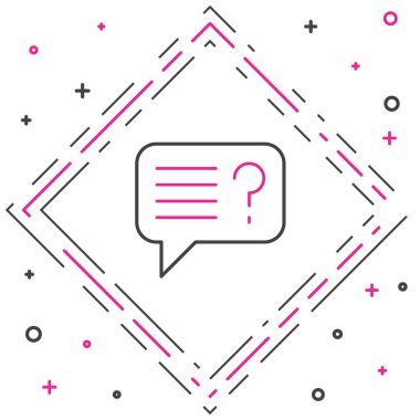 Bilinmeyen satır arama simgesi beyaz arkaplanda izole edildi. Büyüteç ve soru işareti. Renkli taslak konsepti. Vektör