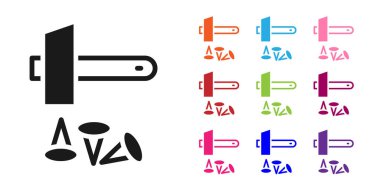 İsa 'nın siyah çarmıha gerilmesi beyaz arka planda izole edilmiş. Çekiç ve eski çiviler. İyi Cuma, İsa 'nın Tutkusu. Simgeleri renklendirin. Vektör.