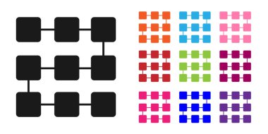 Siyah NFT engelleme teknolojisi simgesi beyaz arkaplanda izole edildi. Para iadesi olmayan jeton. Dijital kripto sanat konsepti. Simgeleri renklendirin. Vektör